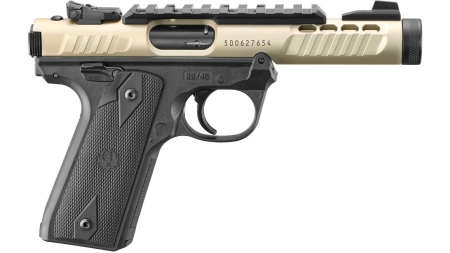 RUGER MRK IV 22/45LTE 22LR 4.4" T.B. CHAMPAGNE ANODIZED BLACK GRIPS 2-10RD MAGS