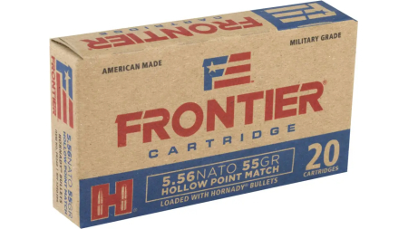 HORNADY FRONTIER 5.56NATO 55GR HP 20RD BX 500RD CASE