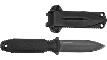 SOG KNIFE PENTAGON FX COVERT - 3.41" DBL EDGE BLADE BLACKOUT