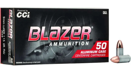 CCI 9MM LUGER 115 GR FMJ BLAZER 50 RD/BX 20 BX/CS