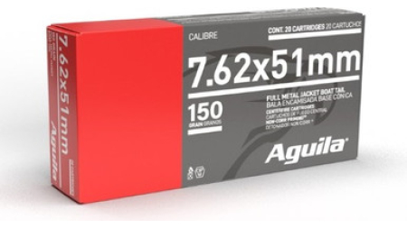 Aguila 7.62x51mm Ammunition 1E762110 150 Grain Full Metal Jacket 20 rounds