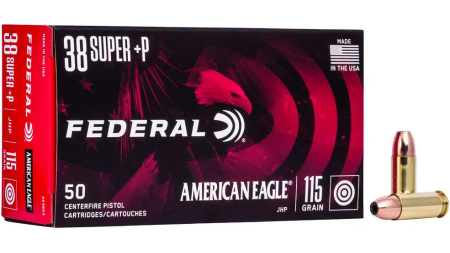 FEDERAL 38 SUPER +P 115GR JHP 50 RD/BX 20 BX/CS