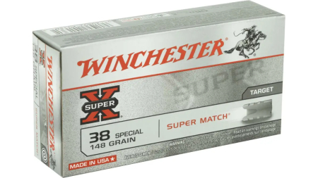 WINCHESTER 38 SPECIAL SUPER-X TARGET SUPER MATCH LWC 148 GR 50 RD/BX 10 BX/CS