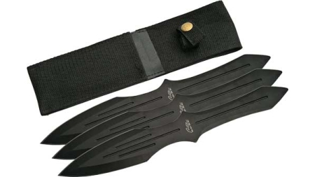 SZCO RITE EDGE 9.75" THROWING - KNIFE BLACK 3PC SET W/SHEATH