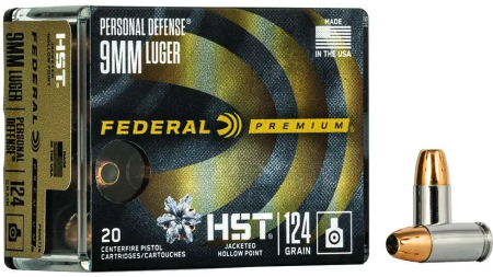 FEDERAL 9MM LUGER 124GR HST JHP 20 RD/BX 10 BX/CS