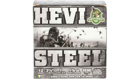 HEVI-SHOT HEVI-STEEL 12GA 3-1/2IN 1-3/8OZ #1 25 RD/BX 10 BX/CS