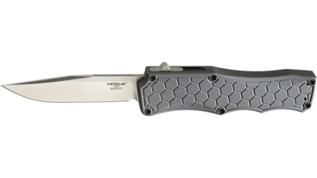 HOGUE EXPLOIT 3.5" OTF AUTO - ALUMINUM CLIP POINT BLADE GREY