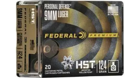 FEDERAL 9MM LUGER +P 124GR HST 20 RD/BX 10 BX/CS