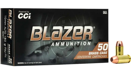 CCI 10MM AUTO 180GR FMJ FN BLAZER BRASS 50 RD/BX 20 BX/CS