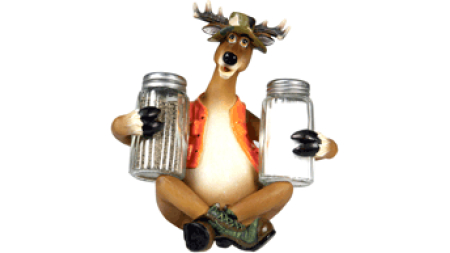 RIVERS EDGE DEER HOLDING - SALT & PEPPER SHAKERS