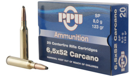 Prvi PPU 6.5x52mm Carcano Ammunition PP6CS 123 Grain Soft Point 20 Rounds