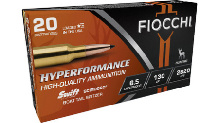 Fiocchi 6.5mm Creedmoor Ammunition Hyperformance FI65CMSCA 130 Grain Swift Scirroco Spitzer Ballistic Tip 20 Rounds