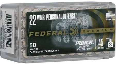 FEDERAL 22 MAG PUNCH 45GR JHP "PERSONAL DEFENSE" 50 RD/BX 60 BX/CS