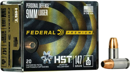 FEDERAL 9MM LUGER 147GR HST JHP 20 RD/BX 10 BX/CS