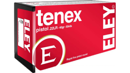 ELEY TENEX PISTOL 22LR 40GR - ROUND NOSE 50RD 100BX/CS
