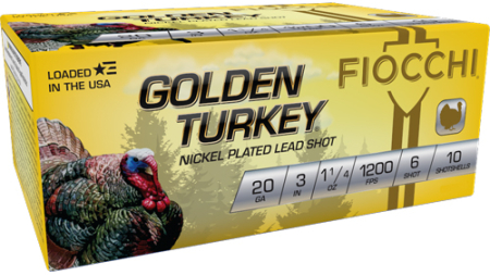 FIOCCHI GOLDEN TURKEY 20GA 3" - 1-1/4OZ #6 10RD 10BX/CS