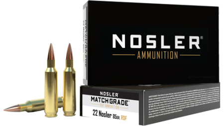 NOSLER MATCH GRADE 22CM - 85GR RDF HPBT 20RD 10BX/CS