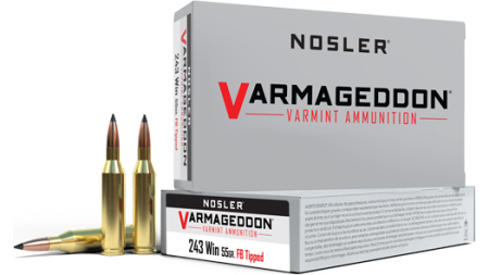NOSLER VARMAGEDDON 243 WIN - 55GR FBT 20RD 10BX/CS