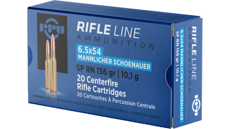 PPU 6.5X54 MANNLICHER SHONAUER - 156GR. JSP-RN 20RD 10BX/CS