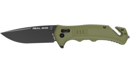 REAL AVID RAV-4 KNIFE ASSISTED - FOLDING 3.25" BLD GREEN NYLON
