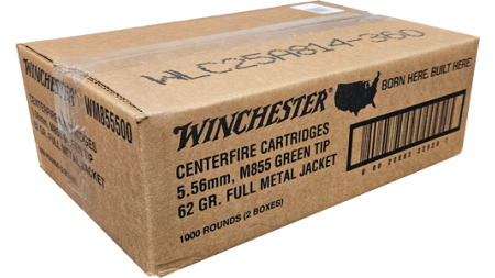 WINCHESTER USA 5.56X45 62GR - GREENT TIP 1000RD CASE LOT