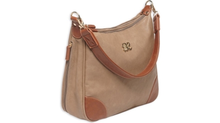 BULLDOG CONCEALED CARRY PURSE - HOBO STYLE TAUPE W/TAN TRIM