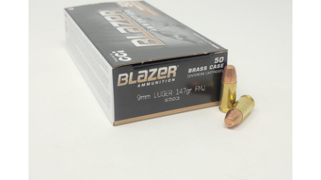 CCI 9mm Ammunition Blazer Brass 5203 147 Grain Full Metal Jacket 50 Rounds