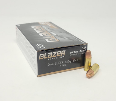 CCI 9mm Ammunition Blazer Brass 5203 147 Grain Full Metal Jacket 50 Rounds