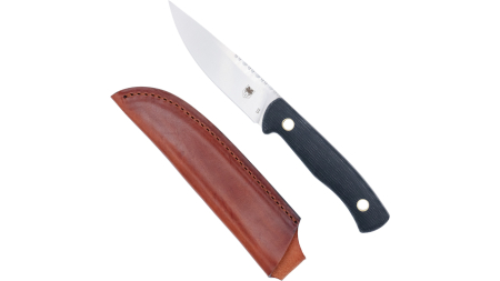 COBRATEC KOONSMAN 4" FIXED BLD - BLACK D2 W/LEATHER SHEATH