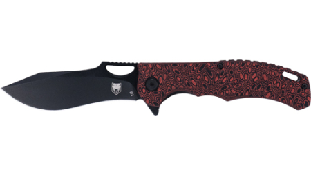 COBRATEC NIGHTHAWK FOLDER - 3.62" BLACK D2 BLADE/RED G-10