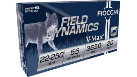 Fiocchi 22-250 Remington Extrema Ammunition FI22250HVD 55 Grain V-MAX 20 rounds