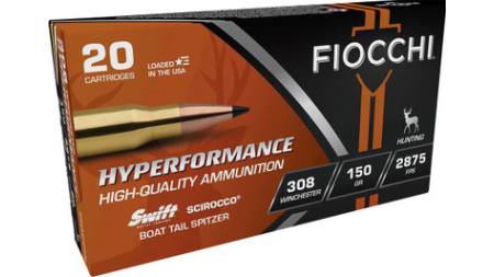 Fiocchi 308 Winchester Ammunition FI308SCA 150 Grain Swift Scirocco II Spitzer 20 Rounds