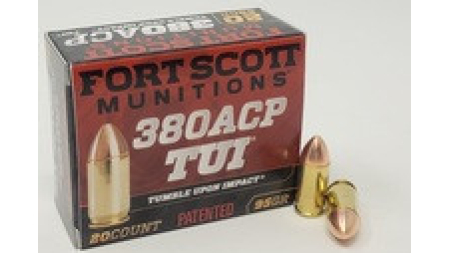 Fort Scott Munitions 380 Auto Ammunition FSM380095SCV 95 Grain Solid Copper Spun 20 Rounds