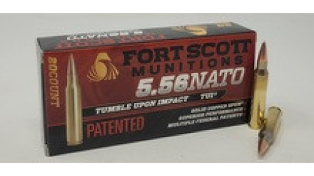 Fort Scott Munitions 5.56x45mm NATO Ammunition FSM556055SCV 55 Grain Copper Spun Full Metal Jacket 20 Rounds