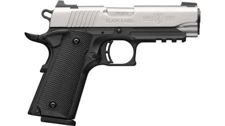 BROWNING 1911-380 SS 380ACP - 3.58"COMP 8RD BLK/SS W/RAIL