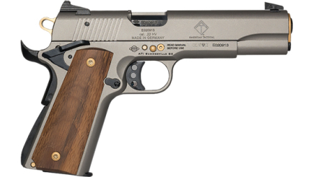 GERMAN SPORT 1911 15TH AN 22LR - 5" GREY/GOLD WOOD GRIPS 10RD