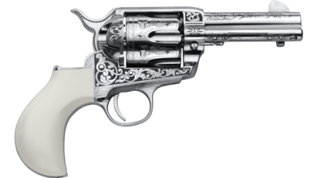 CIMARRON HUCKLEBERRY 45LC - 3.5" NICKEL ENGRAVED B-HEAD