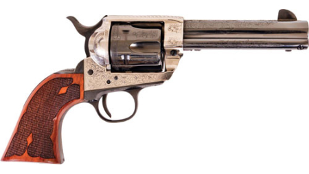 CIMARRON FRONTIER 357MAG PW FS - 4.75" ENGRAVED SILVER/BL WAL