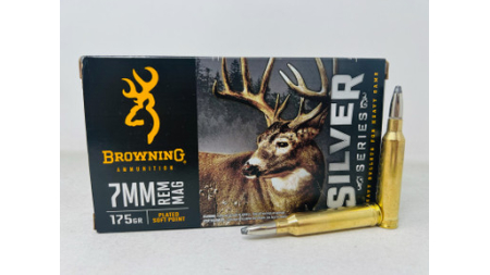 Browning 7mm Rem Mag Ammunition Silver Series B192600071 175 Grain Plated Soft Point 20 Rounds