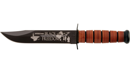 KA-BAR USMC OPERATION IRAQI - FREEDOM 7" W/LEATHER SHTH USMC