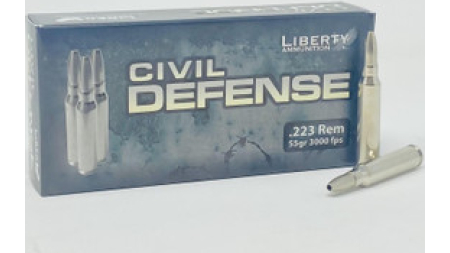 Liberty 223 Rem Ammunition Civil Defense LACD223019 55 Grain Fragmenting Hollow Point Lead-Free 20 Rounds