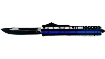 TEMPLAR KNIFE SLIM OTF BACK - THE BLUE 3.1" BLK DROP POINT