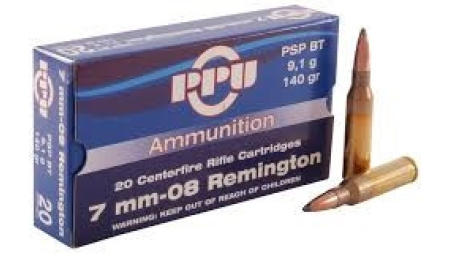 Prvi PPU 7mm-08 Remington Ammunition PP708 140 Grain Pointed Soft Point Boat Tail 20 rounds