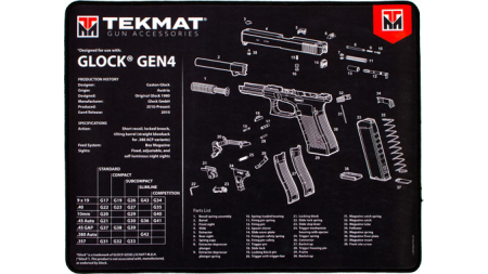 TEKMAT ARMORERS BENCH MAT - ULTRA 15"X20" FOR GLOCK G4 BLK