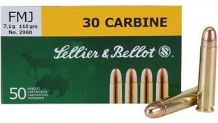 Sellier & Bellot 30 Carbine Ammunition 110 Grain Full Metal Jacket 50 rounds