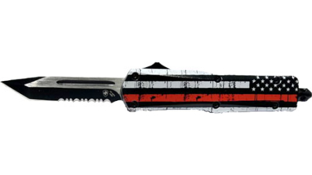 TEMPLAR KNIFE SMALL OTF BACK - THE RED 2.75" BLK TANTO SRRTED