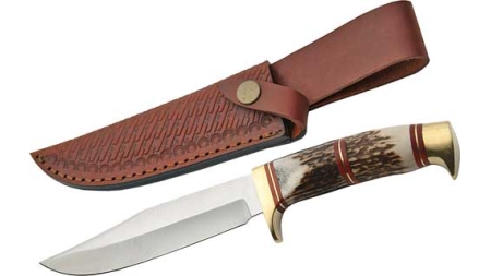 SZCO STEEL STAG 5.75" STEEL - WOLF STAG HUNTER W/SHEATH