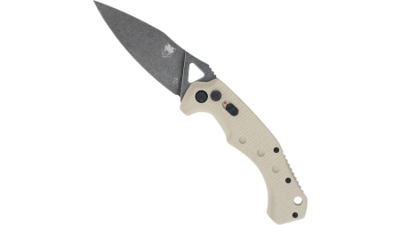 COBRATEC RYKER AUTO FOLDER - 3.75" TAN/BLACK STNWSH D2 BLD