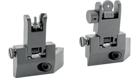 JE FLIP UP FRONT/REAR SIGHT - 45 DEGREE OFFSET ALUMINUM BLK