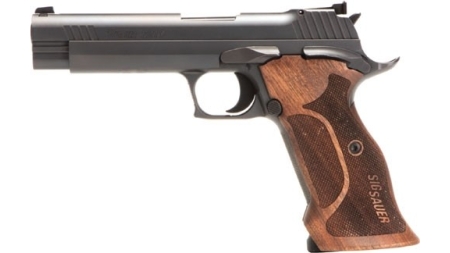 SIG P210 TARGET 9MM 5" ADJ SGT - (2)8RD WALNUT GRIP BLUED